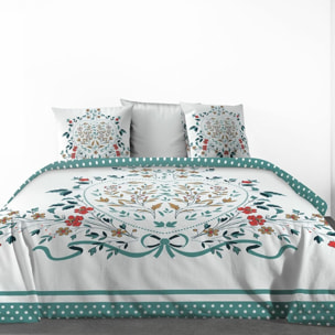 Parure housse de couette 3pcs avec taies oreiller 100% coton 47fils capucine