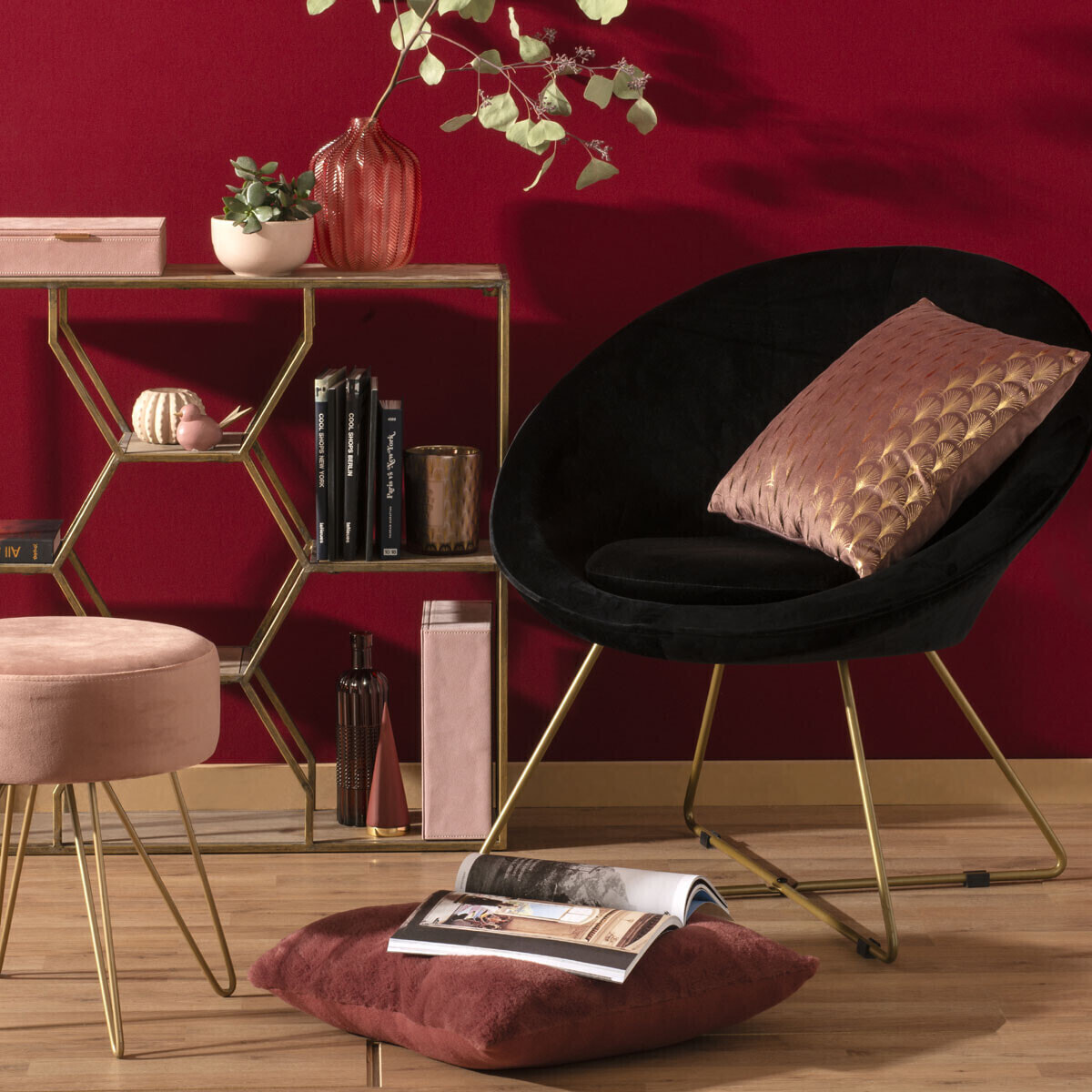 Fauteuil "Evan" noir en velours