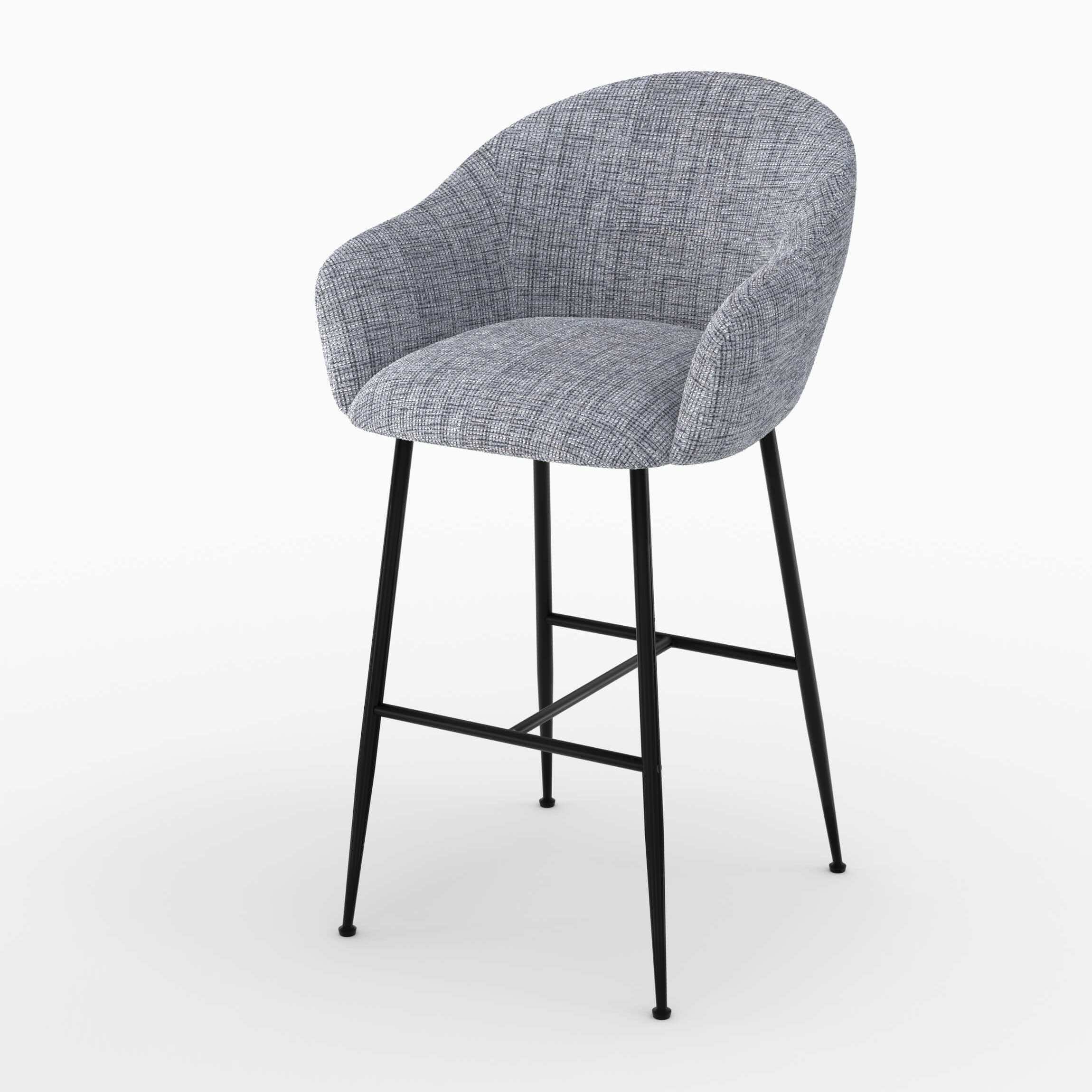 Chaise de bar en tissu gris chiné 76 cm - Socky