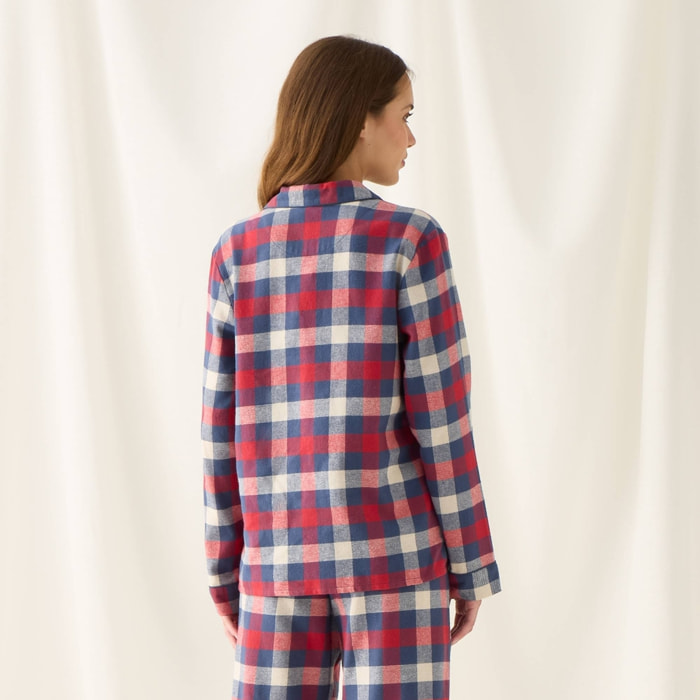 Camisa de algodón franela con cuadros Neusa color marfil crudo 100% Algodón
