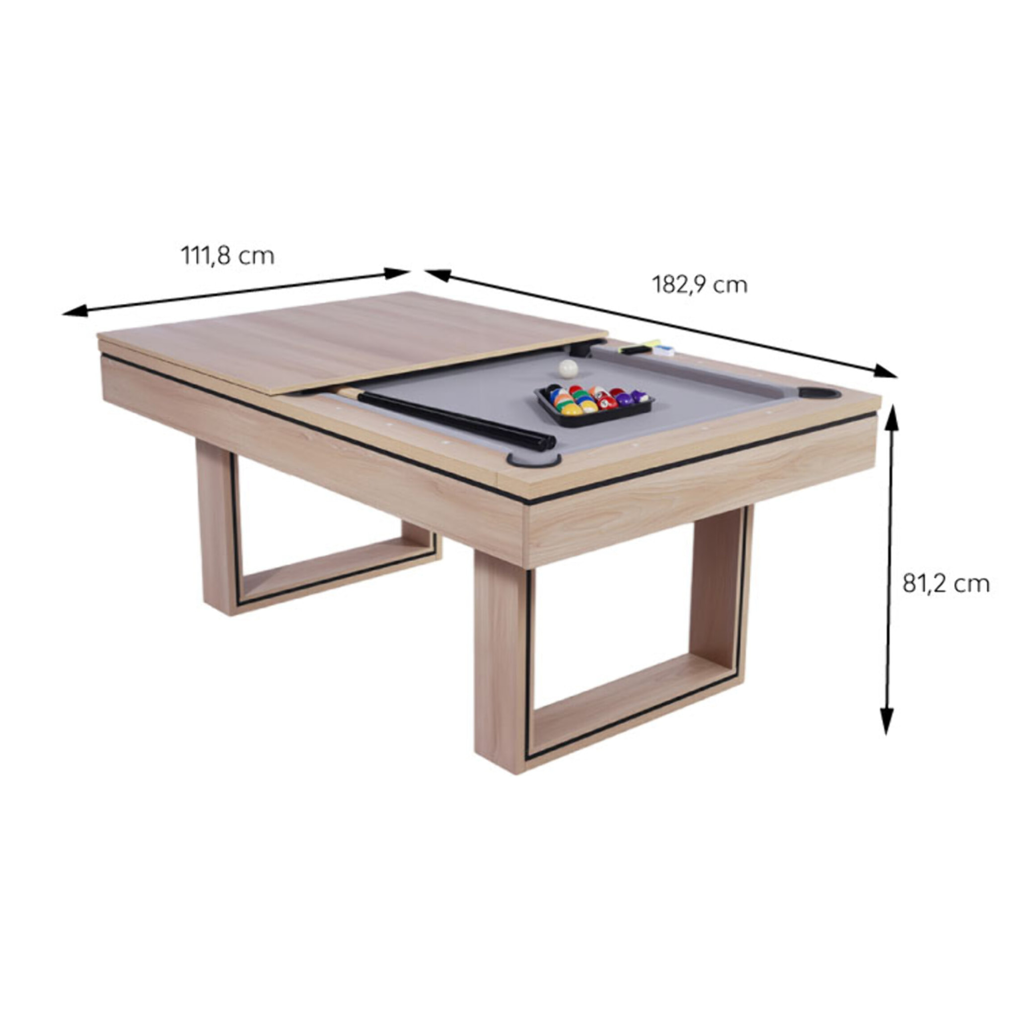 Table multi-jeux 3 en 1 billard et ping-pong en bois ARIES