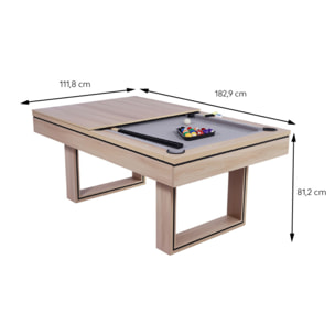 Table multi-jeux 3 en 1 billard et ping-pong en bois ARIES