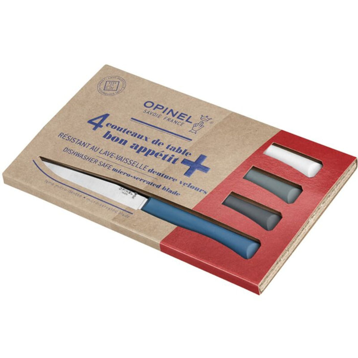 Couteau OPINEL de table x4 Tempete bleu canard ant