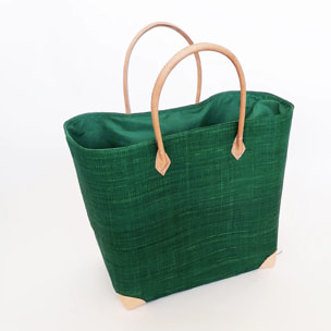 Panier artisanal de Madagascar - Tamatave GM Vert avec pochon