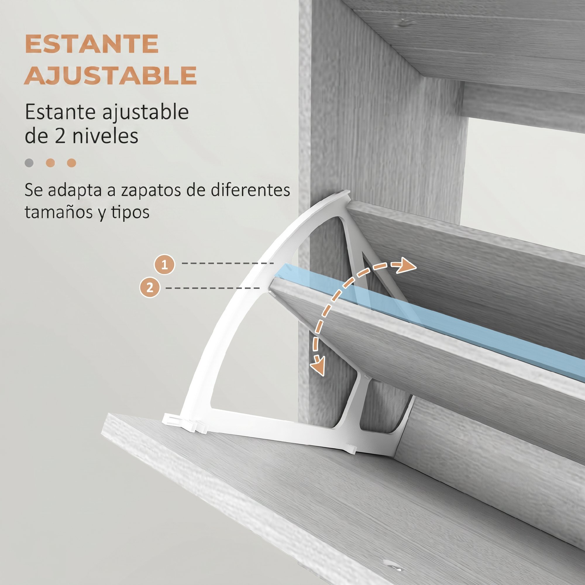 Zapatero Estrecho con 3 Puertas Abatibles, Zapatero Entrada Recibidor, Estantes Ajustables, para 12 Pares de Zapatos, para Pasillo, Espacios Reducidos, Gris