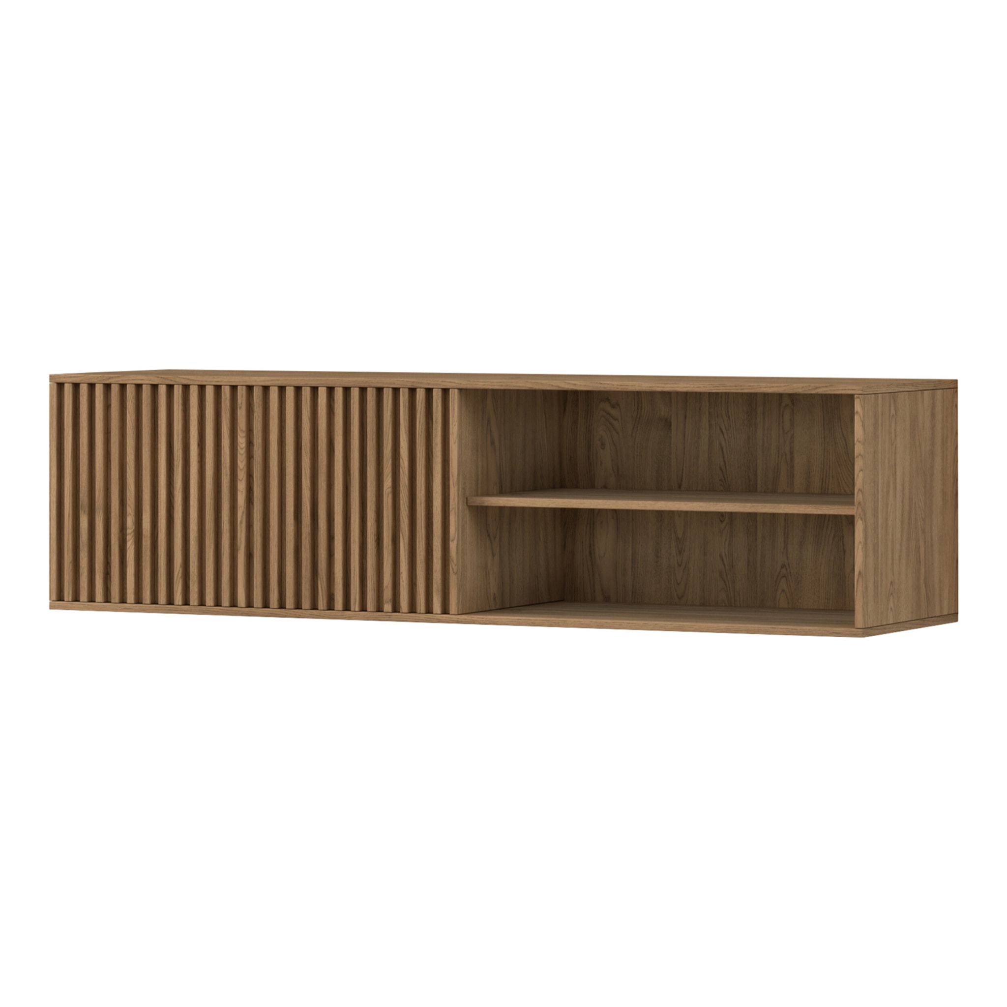 Portmore - meuble TV suspendu - effet bois - 2 niches et 1 porte - 150 cm - Bois