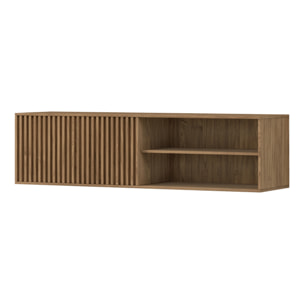 Portmore - meuble TV suspendu - effet bois - 2 niches et 1 porte - 150 cm - Bois