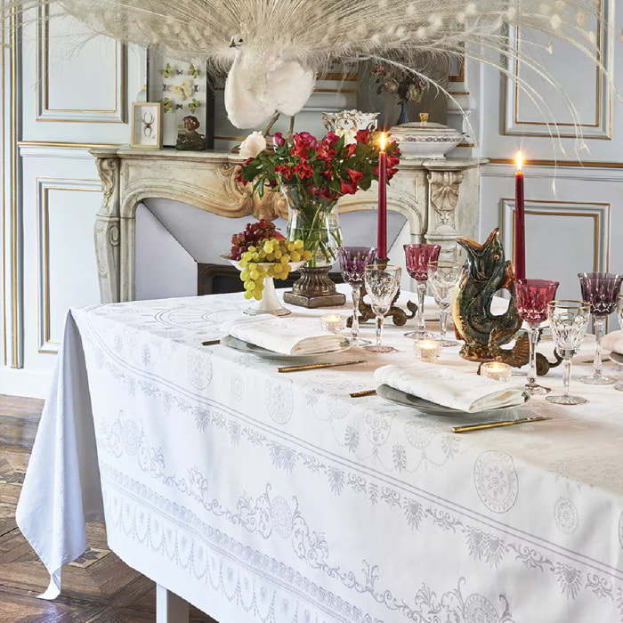 Nappe anti tache pur coton motif jacquard Eloise diamant
