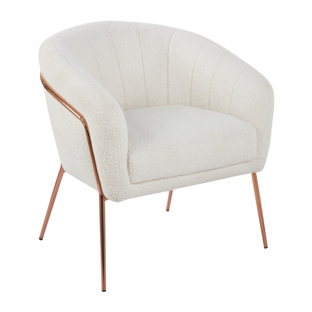 Poltrona in tessuto teddy crema con gambe metallo - Cloud