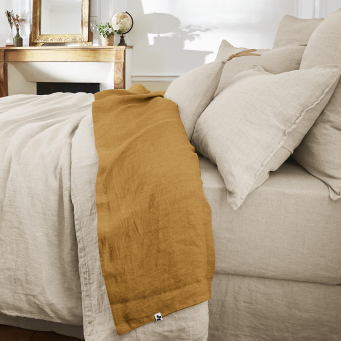 Drap plat "Soline" Lin lavé - Couleur: Soline Caramel