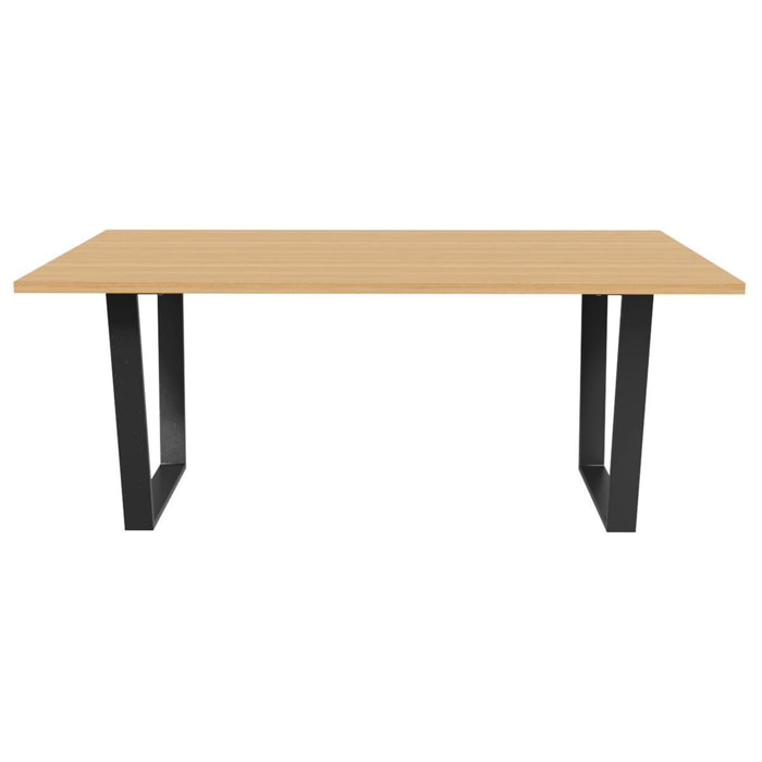 Table à manger rectangulaire industrielle bois chêne et métal noir L180 cm VALDA
