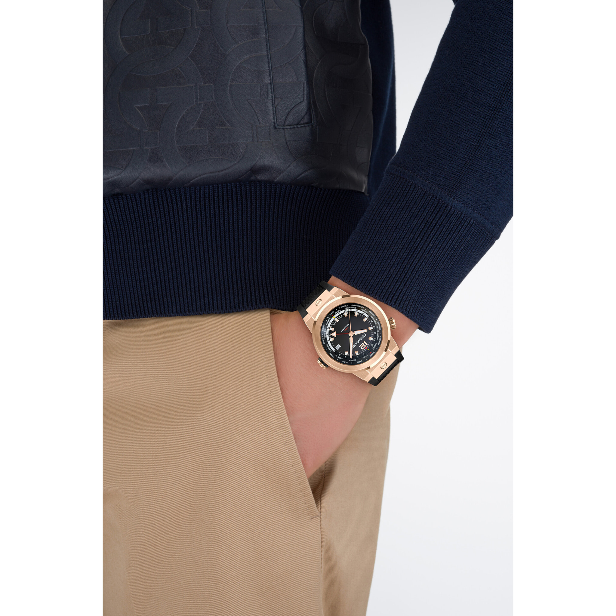 Ferragamo Reloj Analógico De Cuarzo Gmt Ha-F-80 Gmt Worldtime -Fw