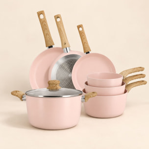 Batterie de cuisine 7 pièces en céramique rose - tous feux COLORAMA