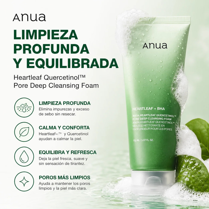 Espuma Limpiadora Heartleaf Quercetinol Pore Deep Cleansing Foam Anua 150 ml