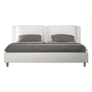 Letto matrimoniale king size con rete imbottito 200x210 similpelle bianco Antea