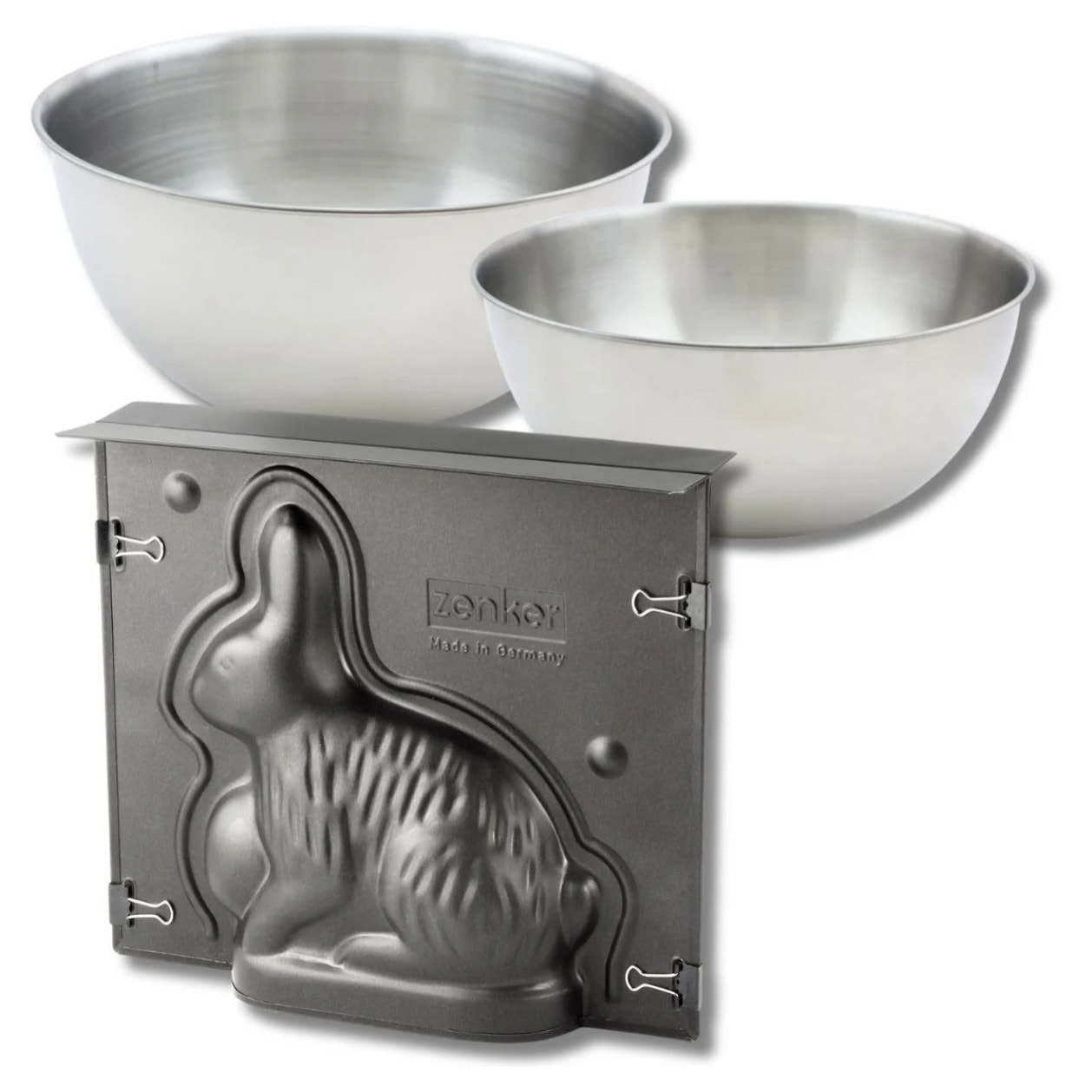 Set pâtisserie avec moule 3D lapin de Pâques 600 ml, 2 bols à mixer et spatule Zenker