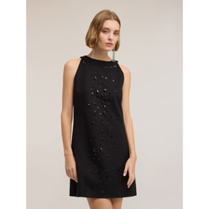 Motivi - Vestido tubo en punto milano con aplicaciones - Negro