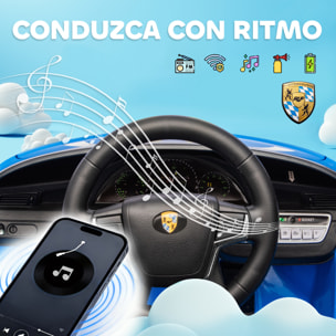 Coche Eléctrico para Niños con Licencia RUF CTR 3 Clubsport, Coche de Batería 12V con Mando a Distancia 2,4 G, Motor Doble, Música Inalámbrica, Sirena, Bocina, Ruedas Auxiliares y Faros, Azul