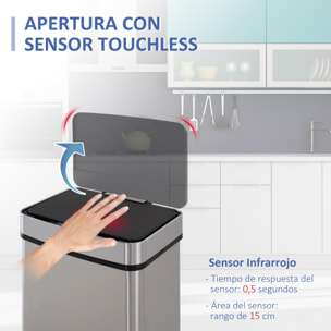 Cubo de Basura Reciclaje Apertura Automática Sensor 72L