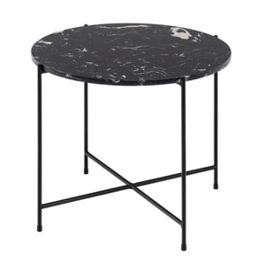 Ezaro - table basse - 52 cm - plateau en marbre - pieds en acier - Noir