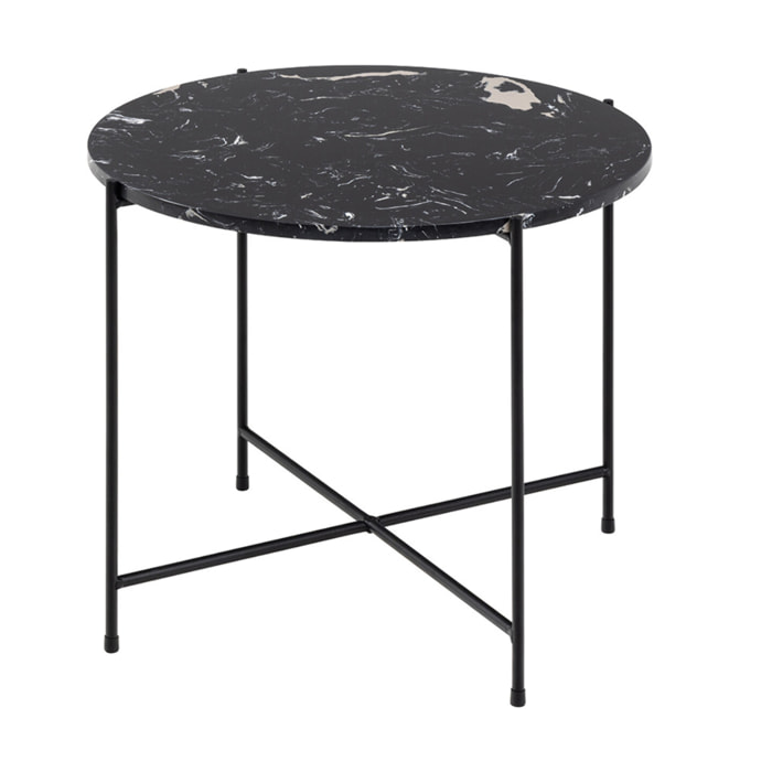 Ezaro - table basse - 52 cm - plateau en marbre - pieds en acier - Noir