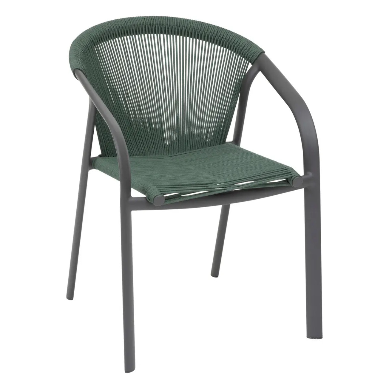 Fauteuil de jardin empilable "Riu" vert olive & graphite en aluminium traité en epoxy