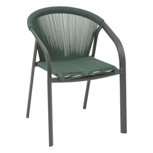 Fauteuil de jardin empilable "Riu" vert olive & graphite en aluminium traité en epoxy