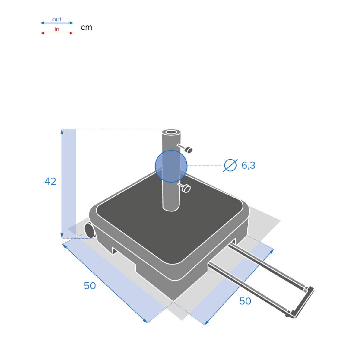 Pied de parasol valise Lostano Gris