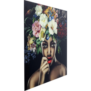 Tableau en verre femme fleurs tropicales Kare Design