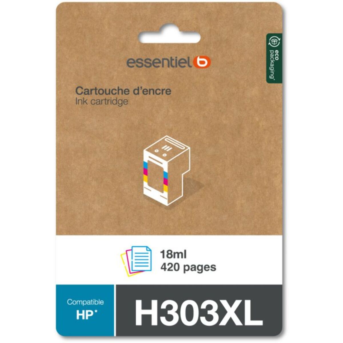 Cartouche d'encre ESSENTIELB Compatible H303 XL Haute Capacité 3 Couleurs