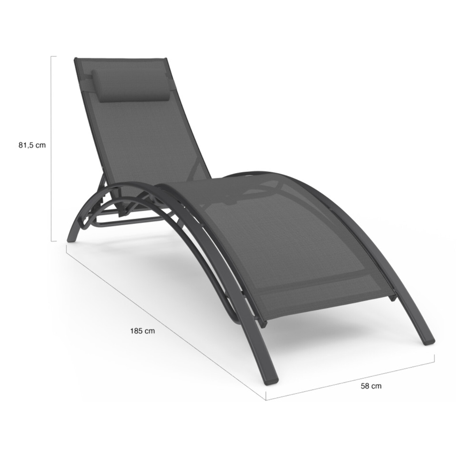 Transats inclinables Havana 4 positions gris - lot de 2