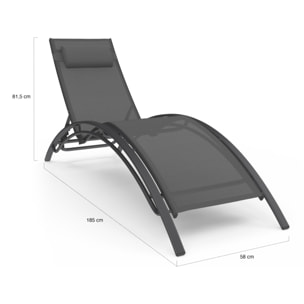 Transats inclinables Havana 4 positions gris - lot de 2