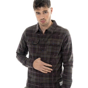 Camicia da uomo in flanella con stampa logo grande Leone 1947 Vintage Dept.