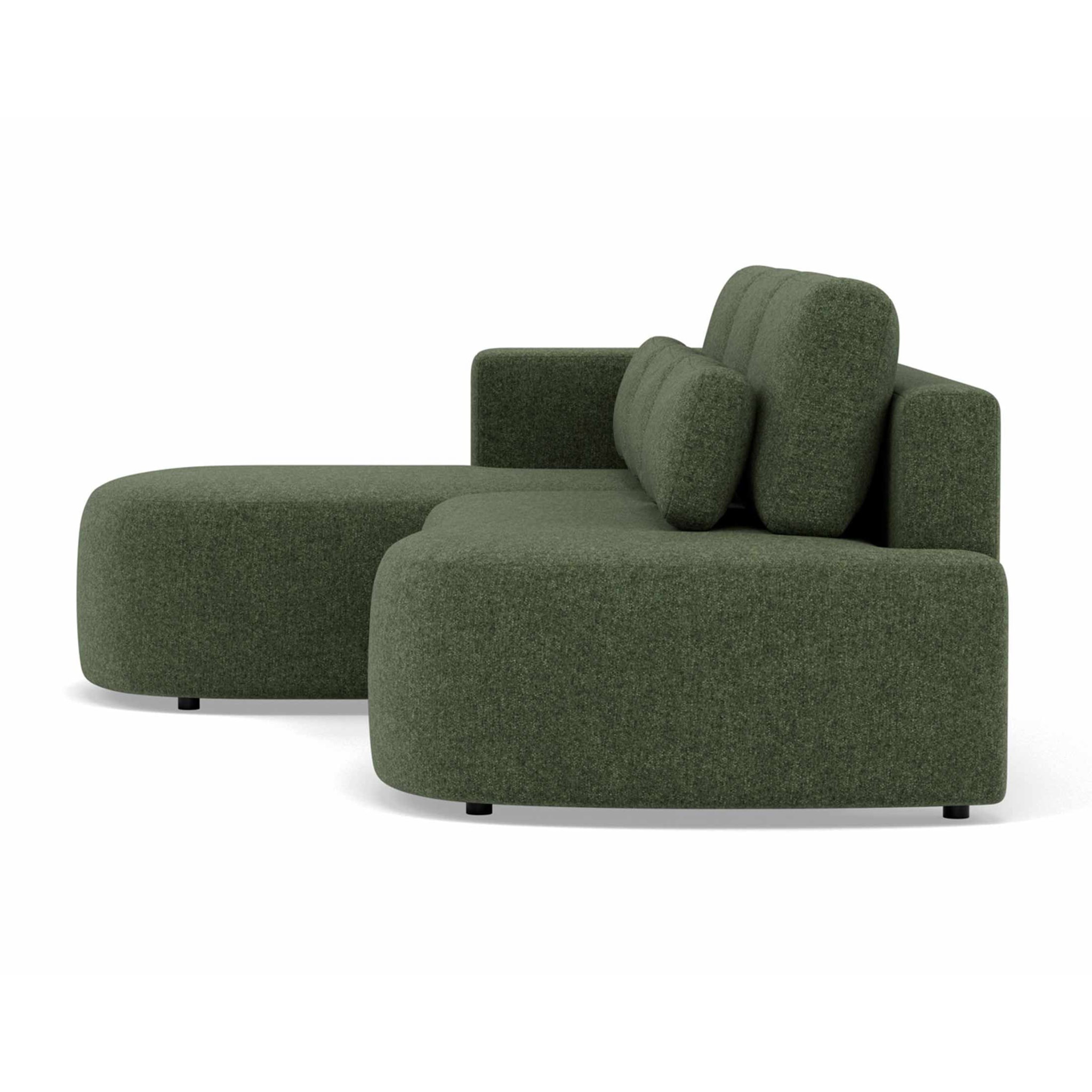 Mahina - canapé d'angle gauche 4 places convertible avec coffre en tissu texturé - Vert