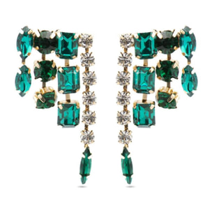 Pendientes con Cristal Multicolor acabado oro 18k