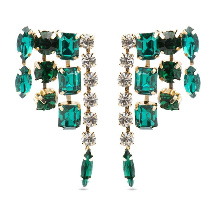 Pendientes con Cristal Multicolor acabado oro 18k