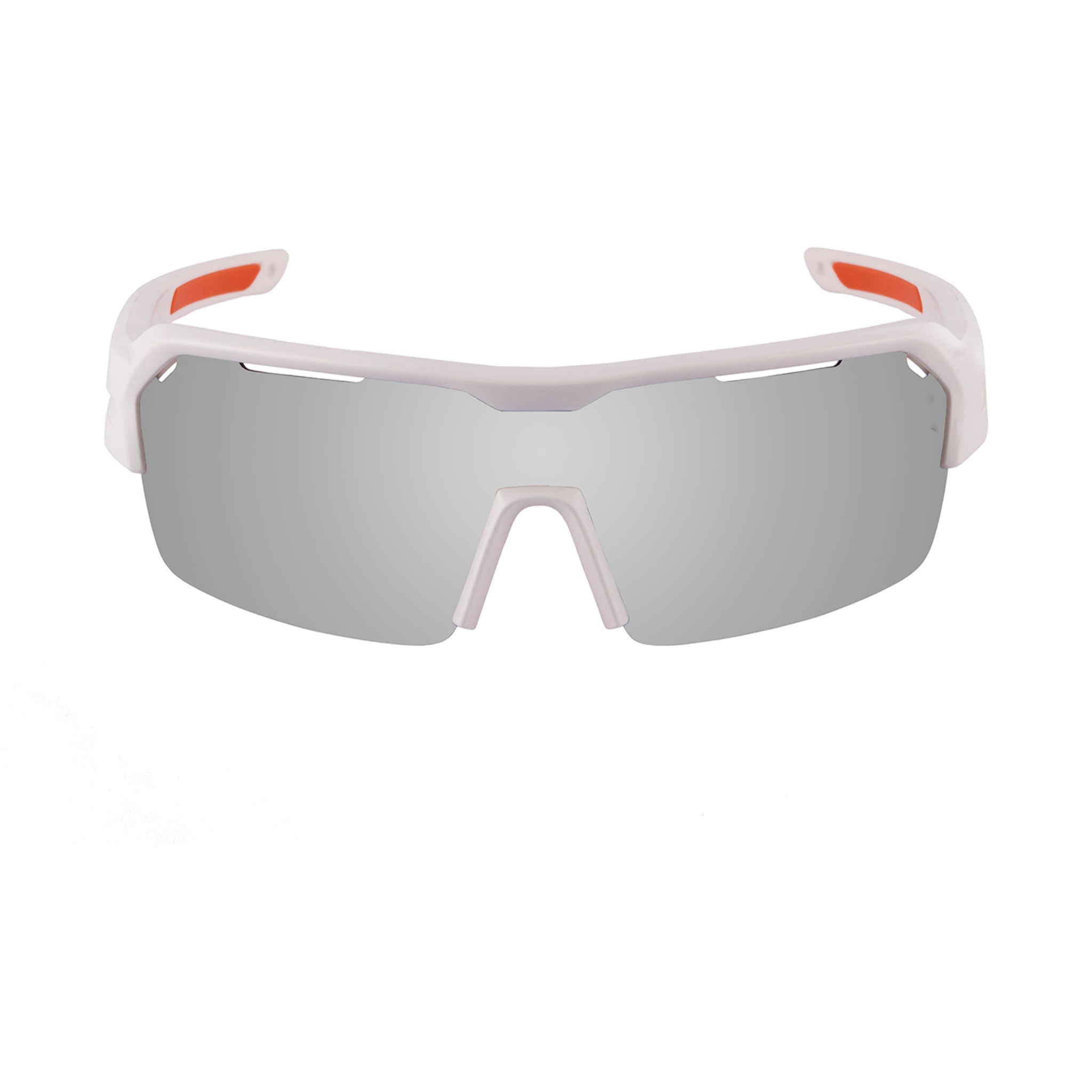 Gafas de deportes acuáticos OCEAN RACE - Blanco mate / Revo gris y plaquetas y puntas naranjas