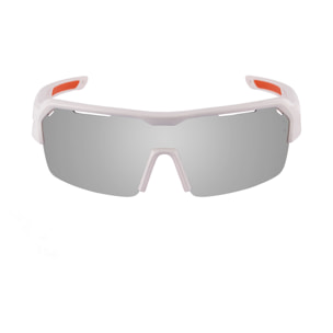 Gafas de deportes acuáticos OCEAN RACE - Blanco mate / Revo gris y plaquetas y puntas naranjas