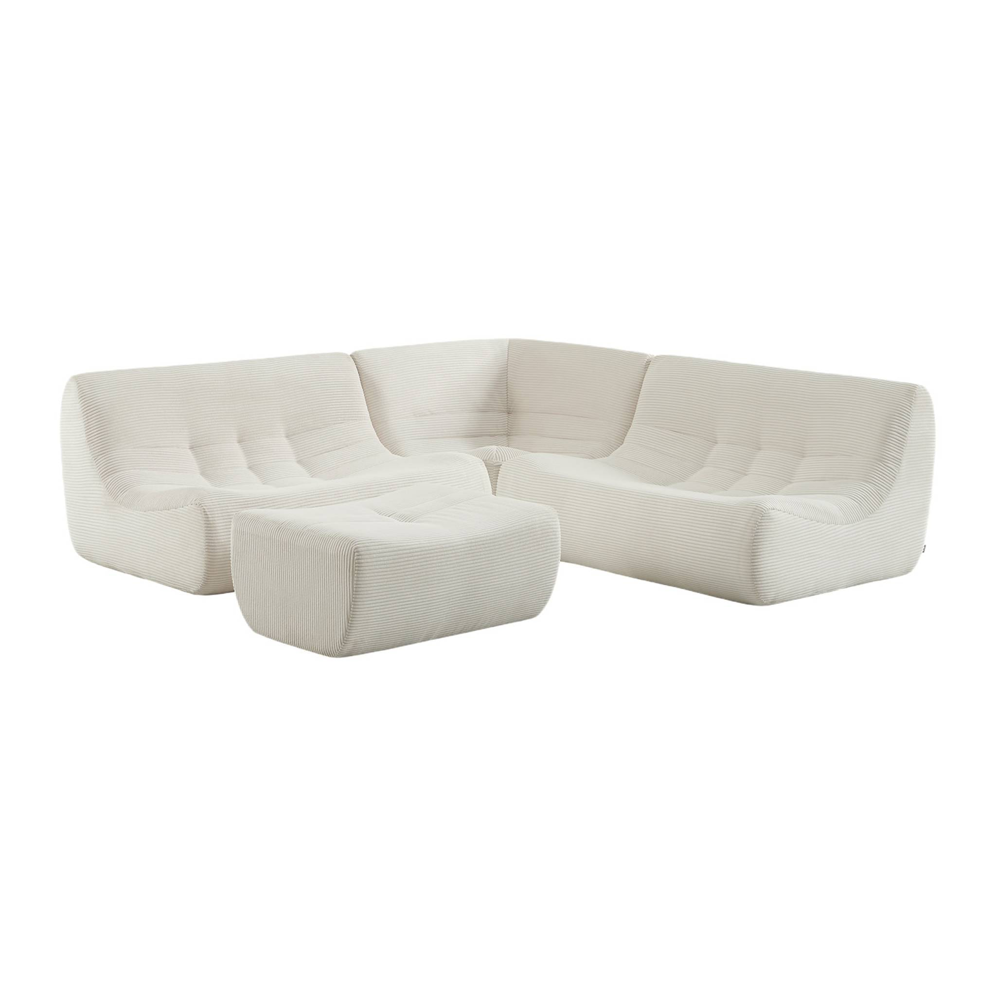 Canapé d'angle modulable 5 places avec repose pied velours côtelé SOKOL