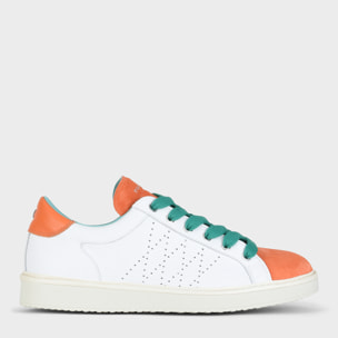 ZAPATO CON CORDONES HOMBRE P01 DE PIEL Y ANTE BLANCO NARANJA VERDE PEPPER