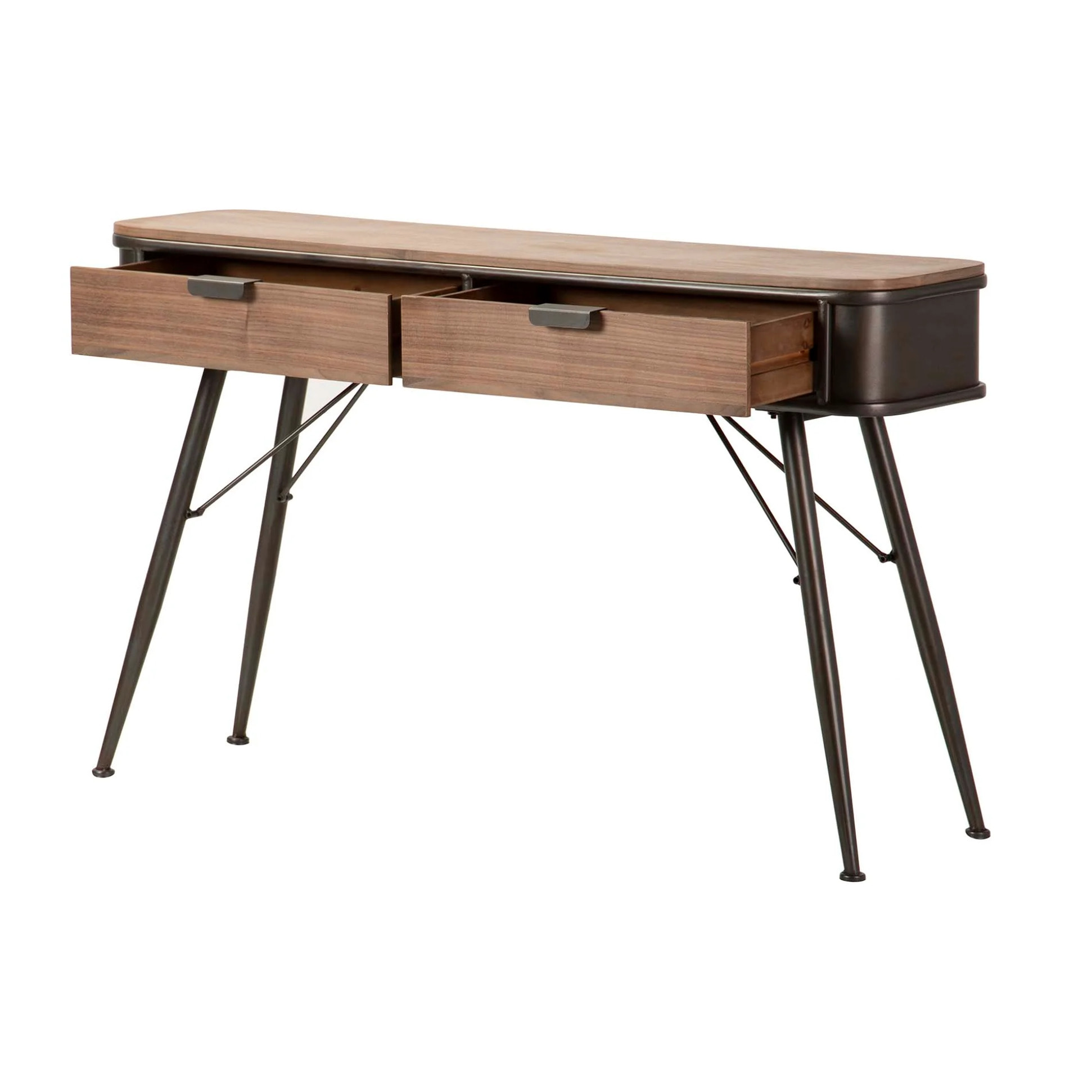 Consola Madera Metal Marron Negro 120x34x74 Cm