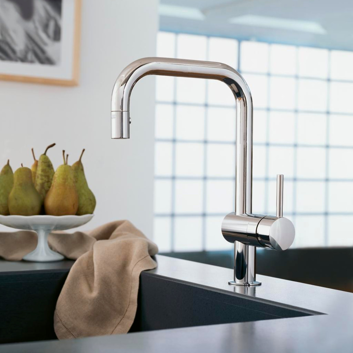 GROHE Mitigeur évier cuisine avec mousseur extractible, finition Supersteel