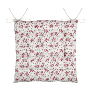 Galette de chaise fleurs en coton - Rose