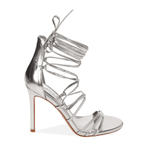 Sandali cage argento, tacco 10,5 cm