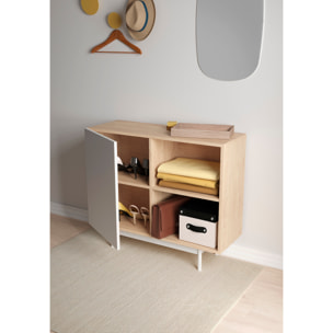 Aparador 1 puerta Printed roble y blanco 78x90x34 cm