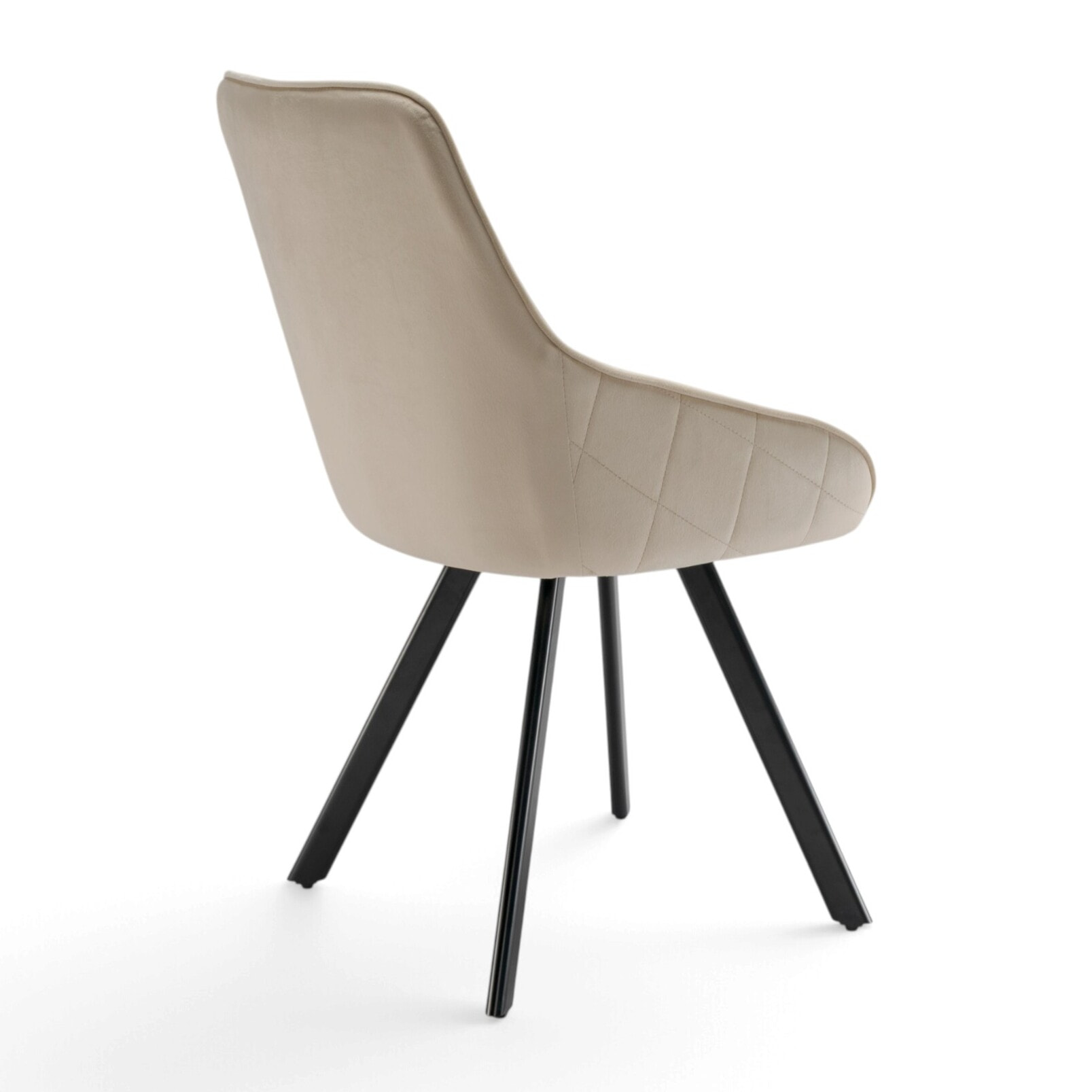 Set di 2 sedie TOLEDO in tessuto effetto velluto beige e gambe nere