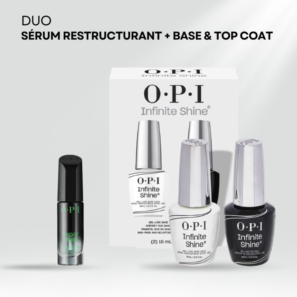 Duo Infinite Shine - Base et Top Coat Duo Pack - 30ml Repair Mode - Sérum Restructurant pour les Ongles fragiles et endommagés