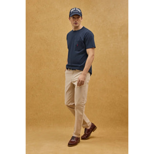 Camiseta azul marino con bolsillo y logo Rigby Go