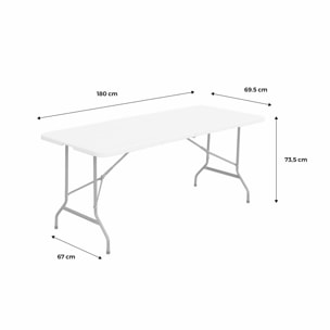 Lot de 2 tables de réception. pliables 180cm. grise foncé. table pliante avec poignée de transport. table de camping