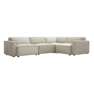 Canapé d'angle modulable 5 places en tissu effet velours texturé beige SPLIT